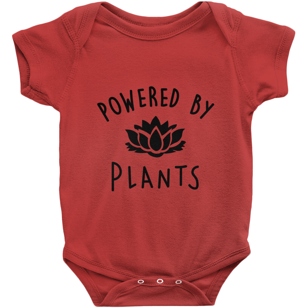 "Powered By Plants" Baby Onesie - Black Logo - Veganious