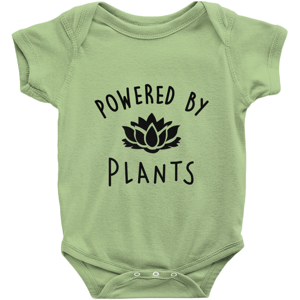 "Powered By Plants" Baby Onesie - Black Logo - Veganious