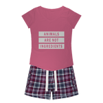 "Animals Are Not Ingredients" Sleepy Tee and Flannel Short Set - Veganious