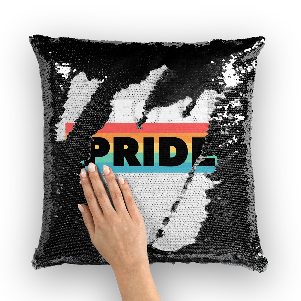 Vegan Pride - White Logo Sequin Cushion Cover - Veganious