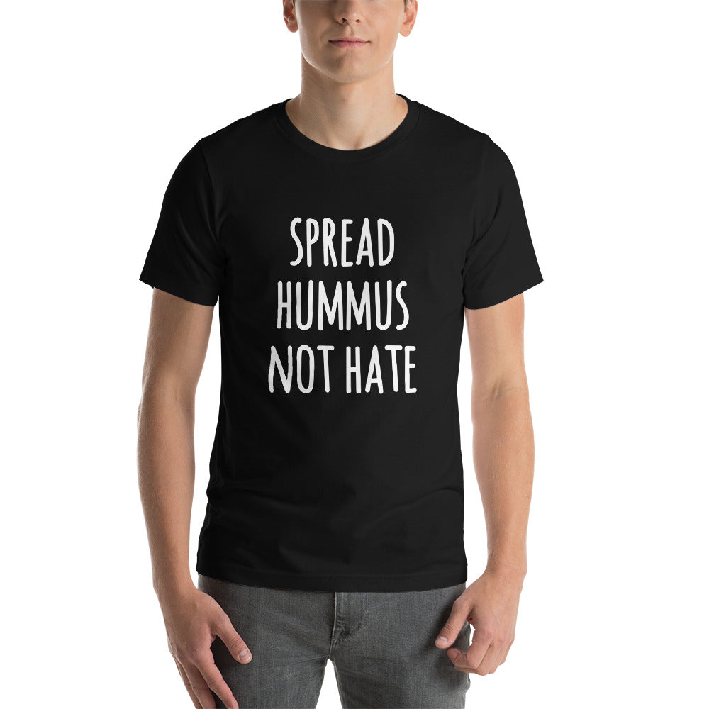 "Spread Hummus Not Hate" Unisex T-Shirt - Black Logo - Veganious