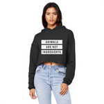 "Animals Are Not Ingredients" Cropped Raw Edge Boyfriend Hoodie - Veganious